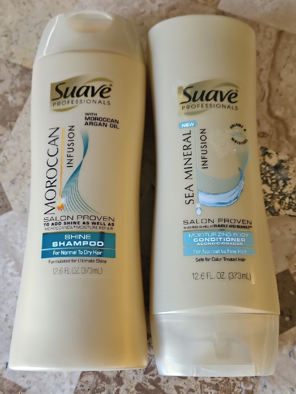 Suave Professionals Moroccan Sea Mineral Infusion Shine Shampoo Conditioner Lot